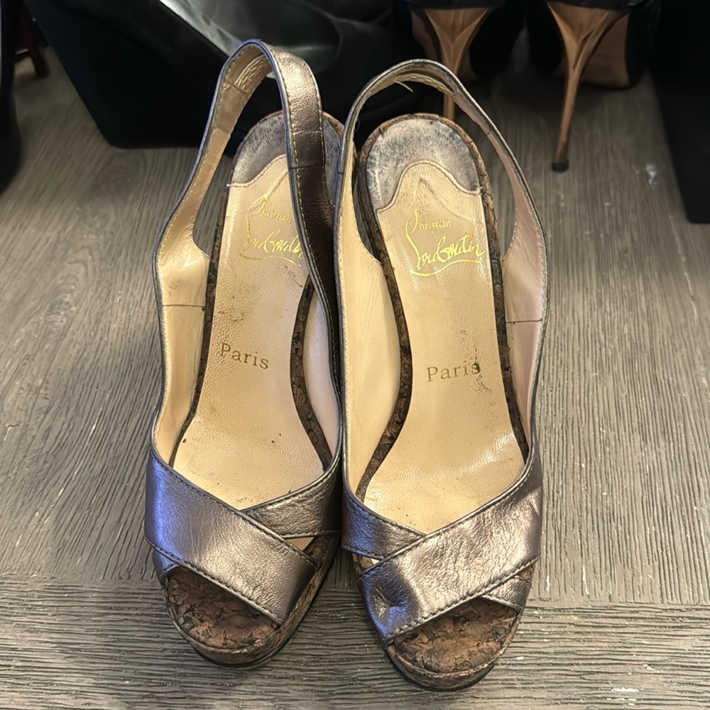 Louboutin cork wedges